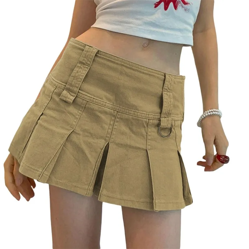 2000s Retro Dark Academia Mini Skirt E-girl Kawaii Preppy Harajuku Grunge Low Waist Skirt 90s Vintage Gothic Goth Emo Streetwear