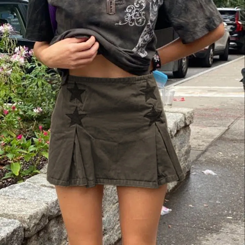 2000s Retro Dark Academia Mini Skirt E-girl Kawaii Preppy Harajuku Grunge Low Waist Skirt 90s Vintage Gothic Goth Emo Streetwear
