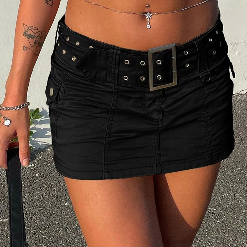 2000s Retro Dark Academia Mini Skirt E-girl Kawaii Preppy Harajuku Grunge Low Waist Skirt 90s Vintage Gothic Goth Emo Streetwear