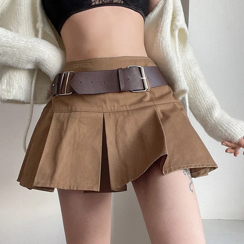 2000s Retro Dark Academia Mini Skirt E-girl Kawaii Preppy Harajuku Grunge Low Waist Skirt 90s Vintage Gothic Goth Emo Streetwear