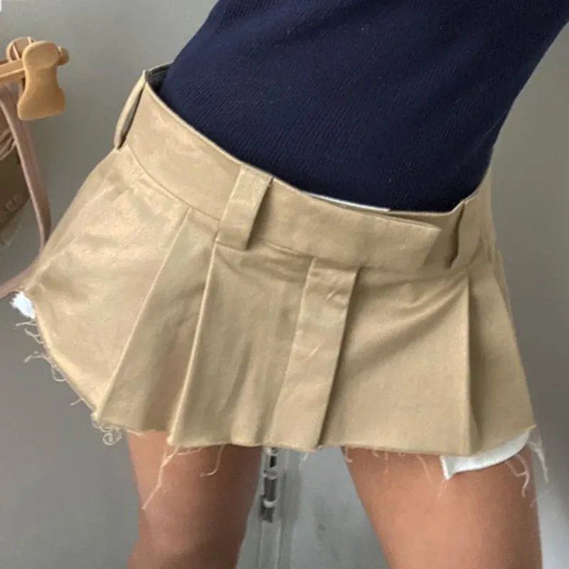 2000s Retro Dark Academia Mini Skirt E-girl Kawaii Preppy Harajuku Grunge Low Waist Skirt 90s Vintage Gothic Goth Emo Streetwear