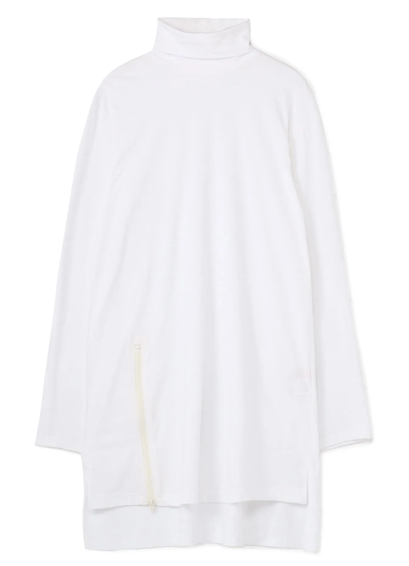 30/- COTTON JERSEY JUMBO TURTLENECK WITH ZIPPERED SIDE SLITS