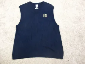Adidas Women Pullover Vest Sweater Knitted V Neck Sleeveless Blue Size Medium