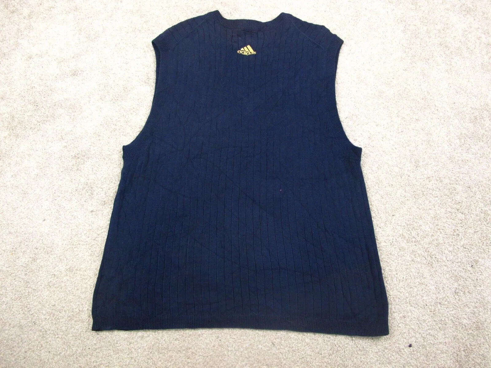 Adidas Women Pullover Vest Sweater Knitted V Neck Sleeveless Blue Size Medium