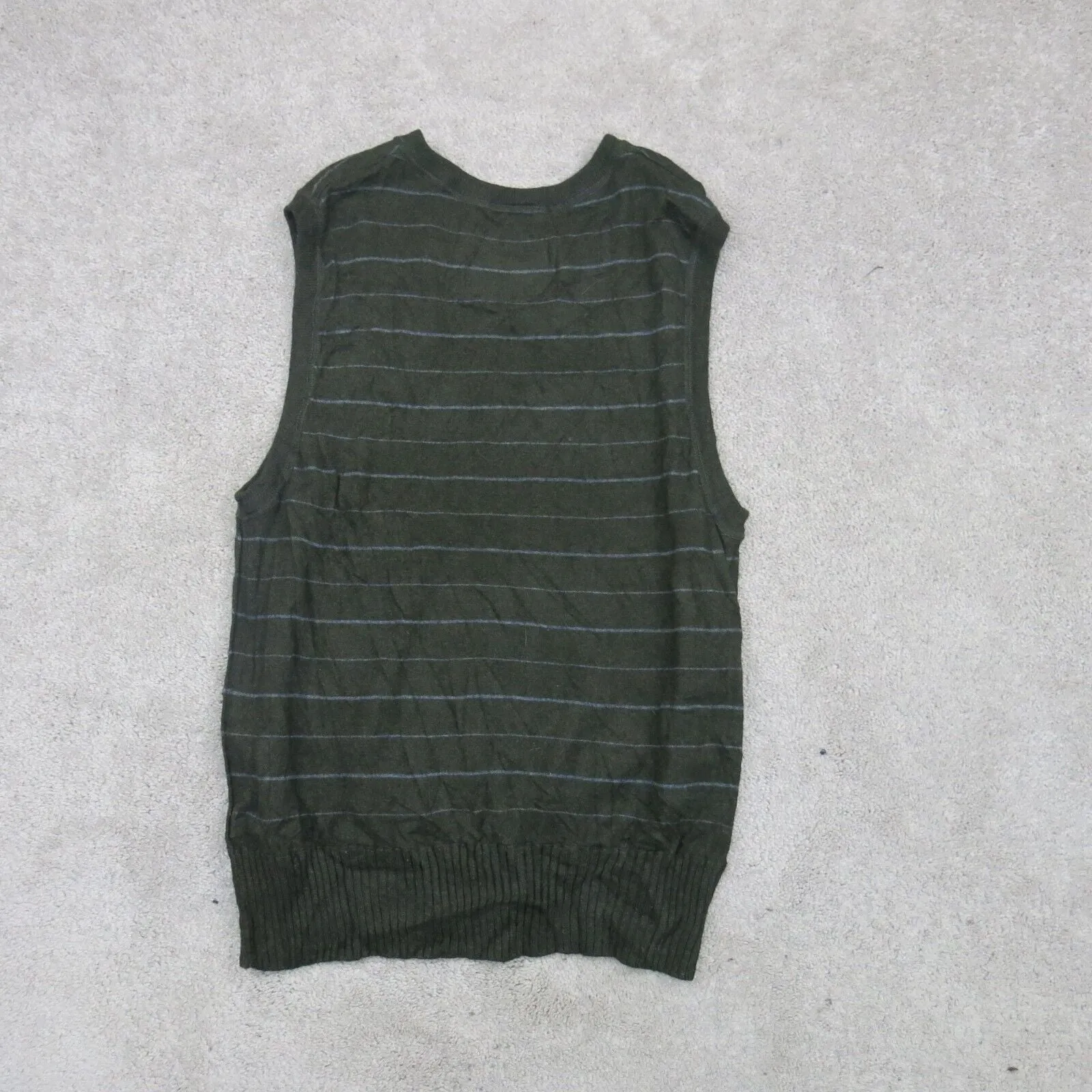 American Eagle Mens Striped Vest Sweater Vintage Fit Knitted V Neck Black SZ XXL