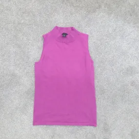 Ann Taylor Women Vest Sweater Knitted Sleeveless Mock Neck Pink Size X Small