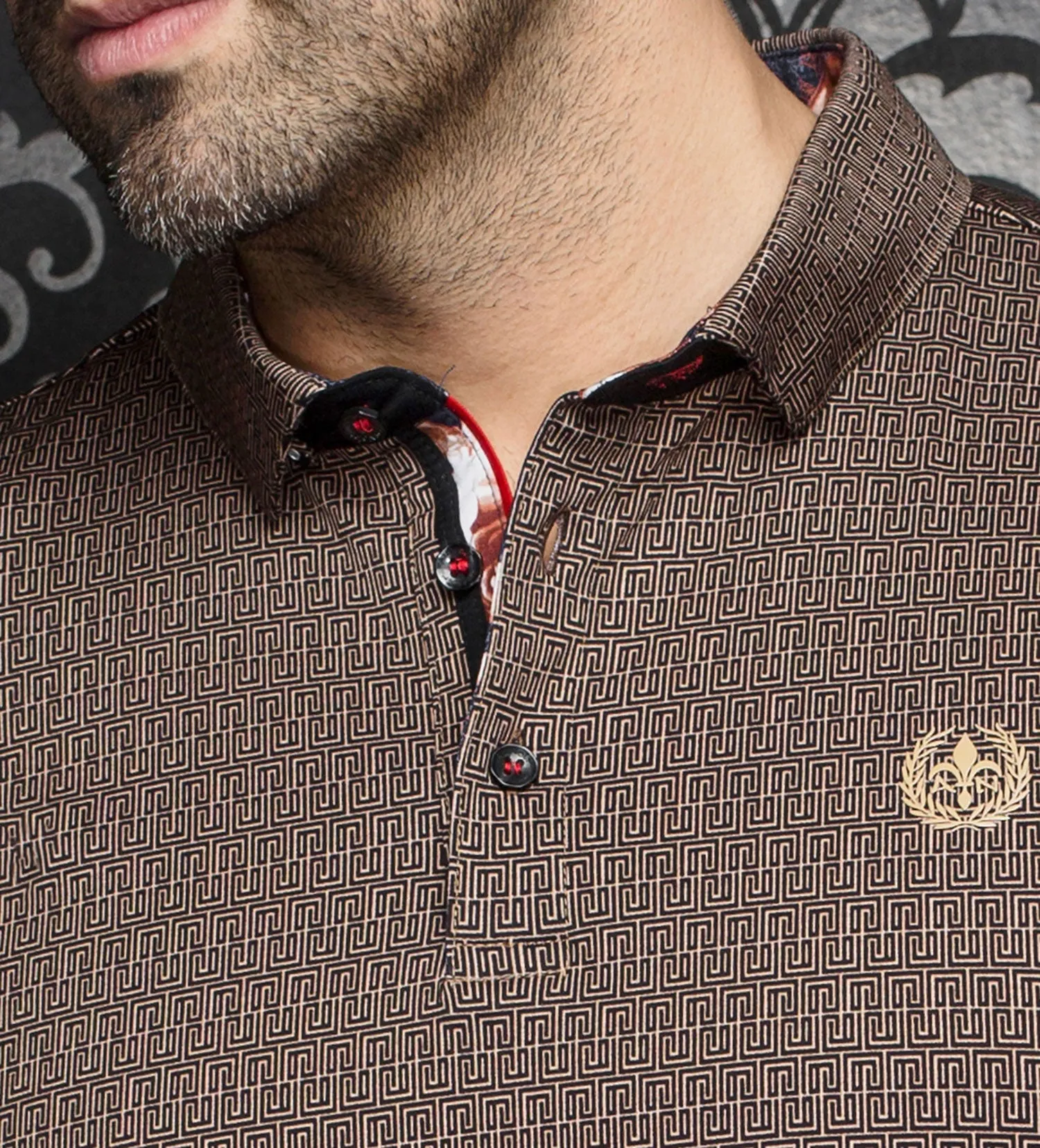 Au Noir Short Sleeve Ezra Key Print Shirt