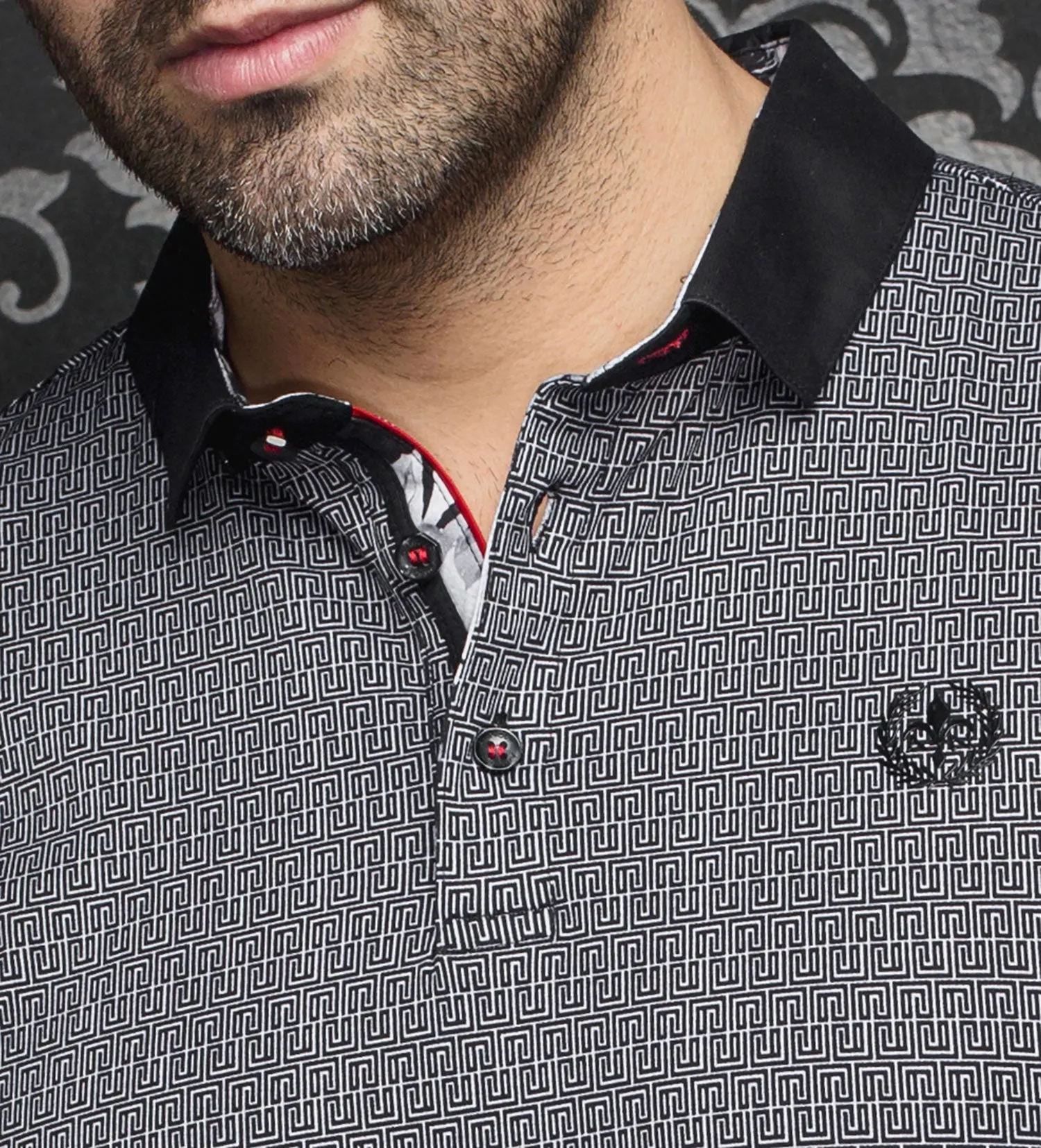 Au Noir Short Sleeve Ezra Key Print Shirt