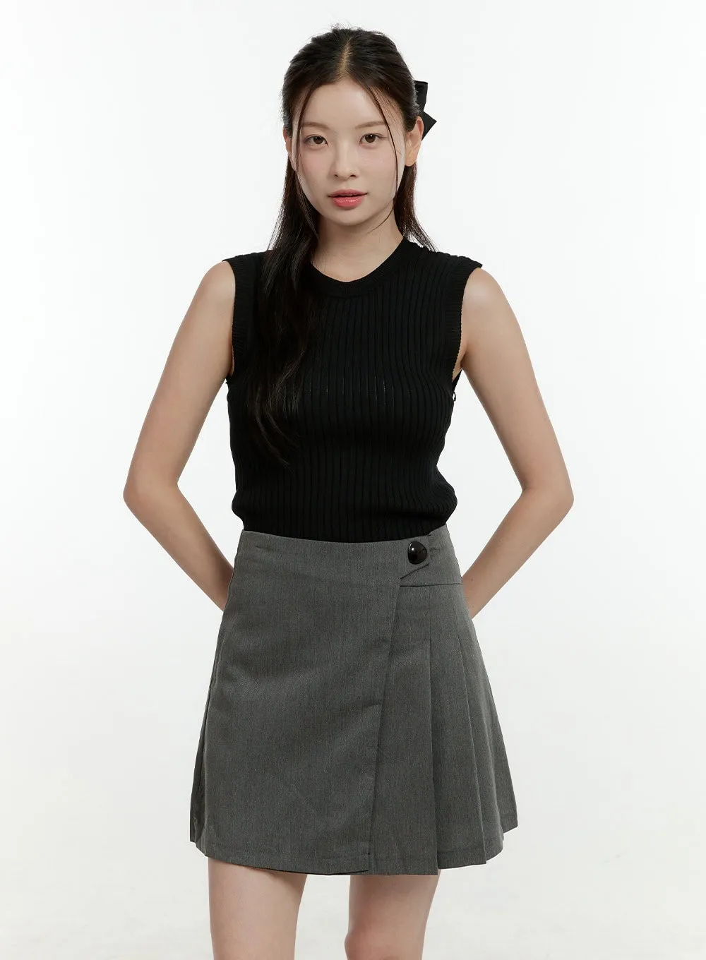 Back Slit Ribbed Sleeveless Top OL430