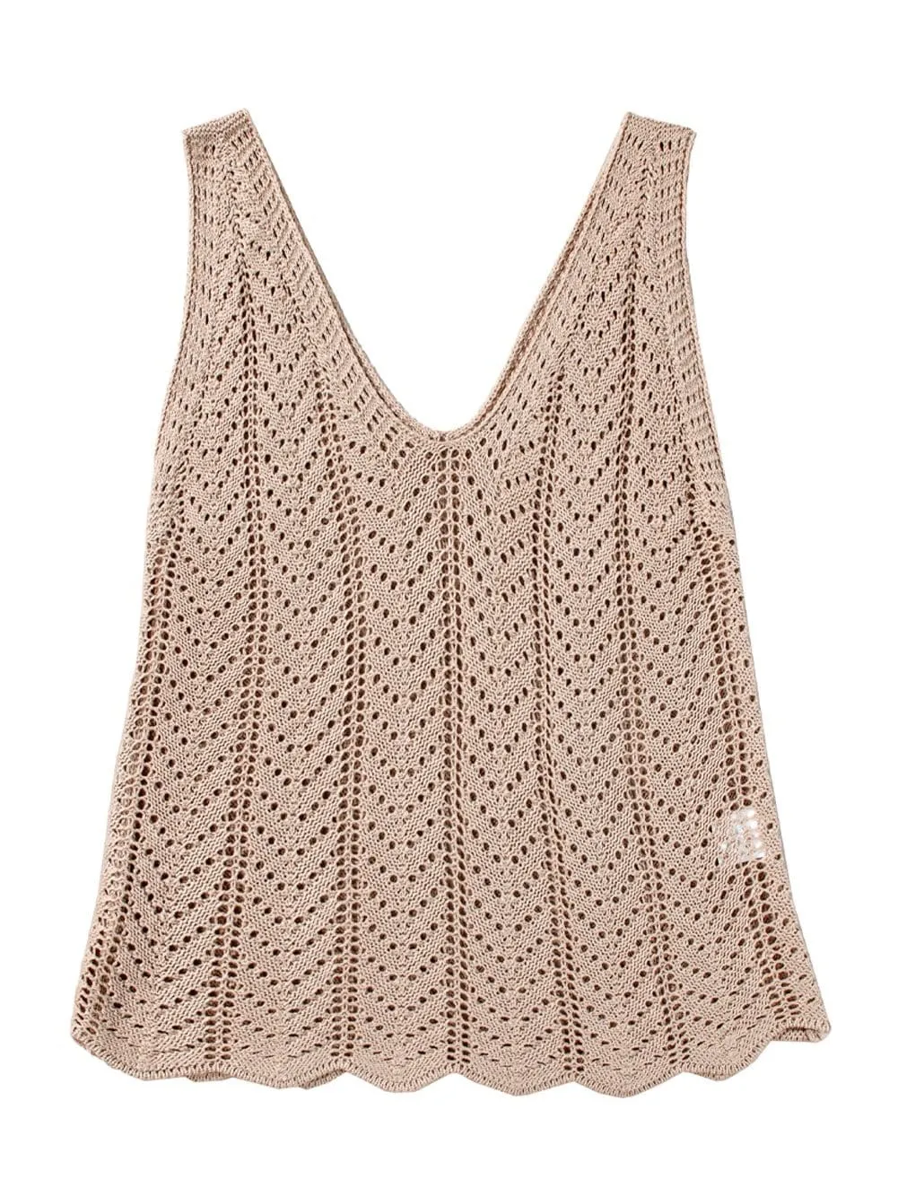 Beige Knitted Tank Top