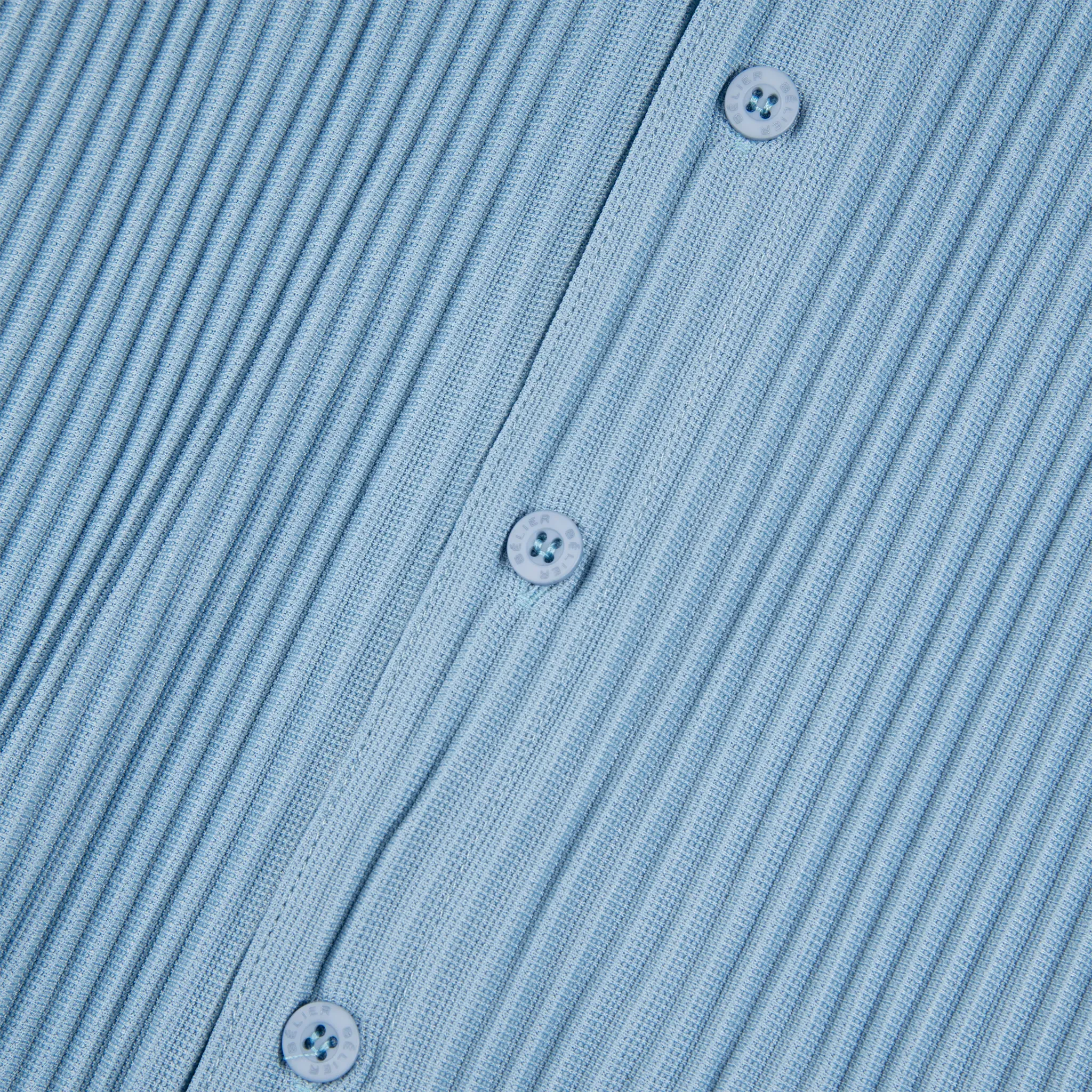 Belier Pleated Short Sleeve Light Blue Resort Shirt