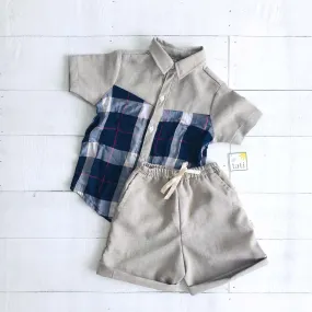 Birch Top & Shorts in Blue Tartan