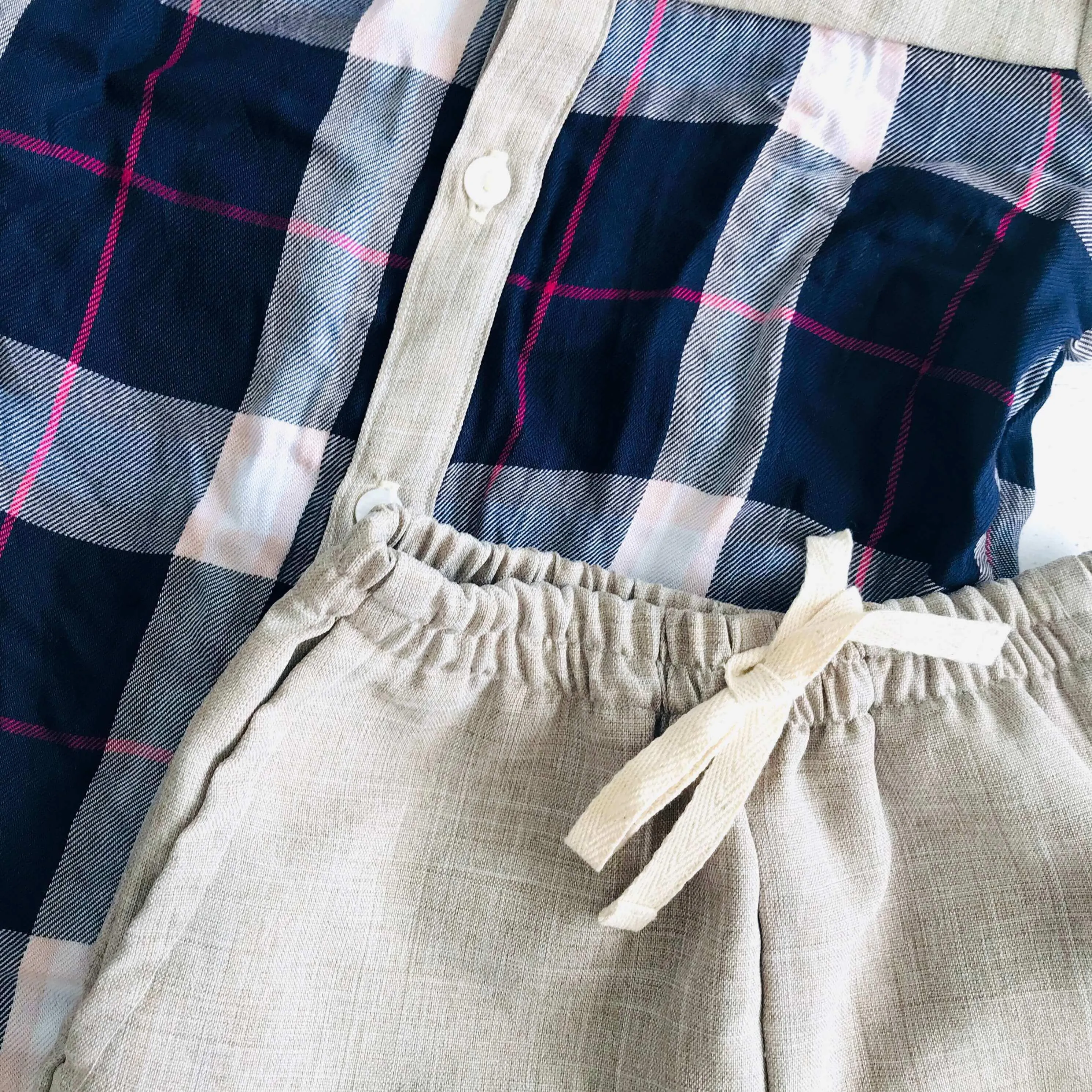 Birch Top & Shorts in Blue Tartan