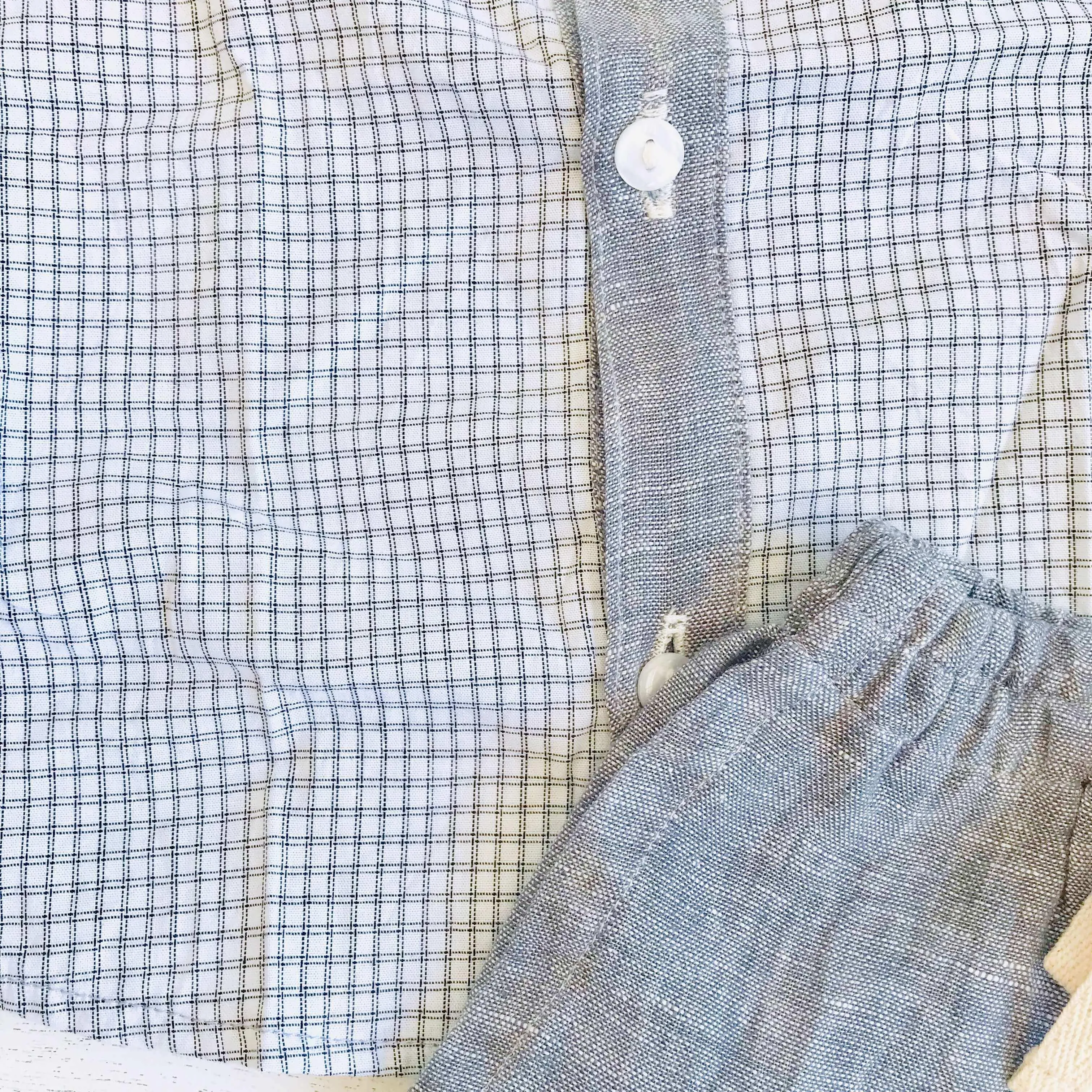 Birch Top & Shorts in Graphite Checkered and Gray Linen