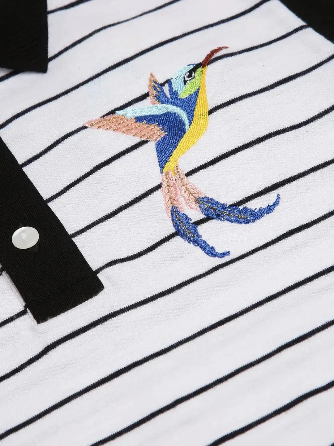Black and White Organic Cotton Polo T-shirt