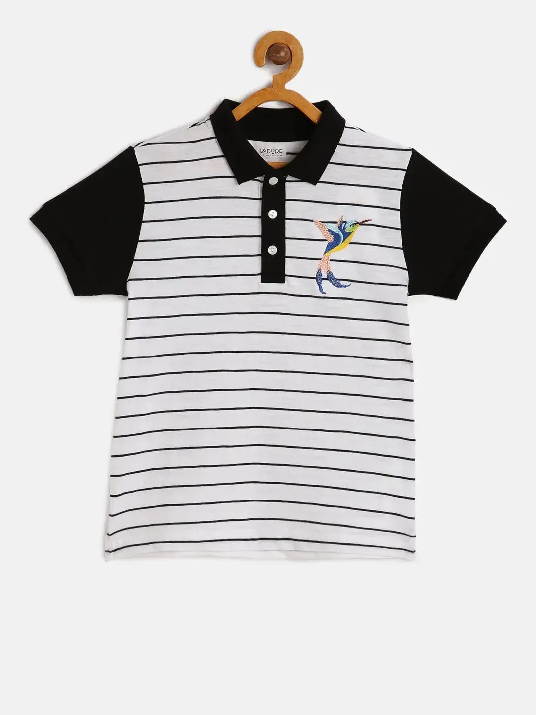 Black and White Organic Cotton Polo T-shirt