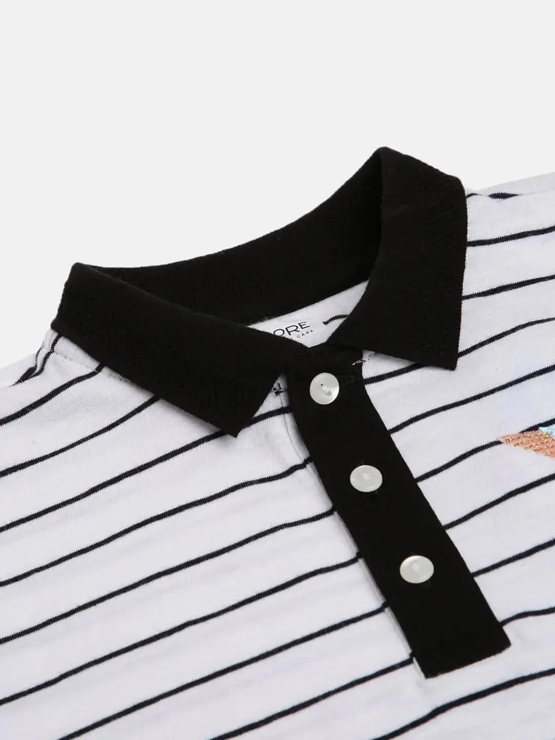 Black and White Organic Cotton Polo T-shirt