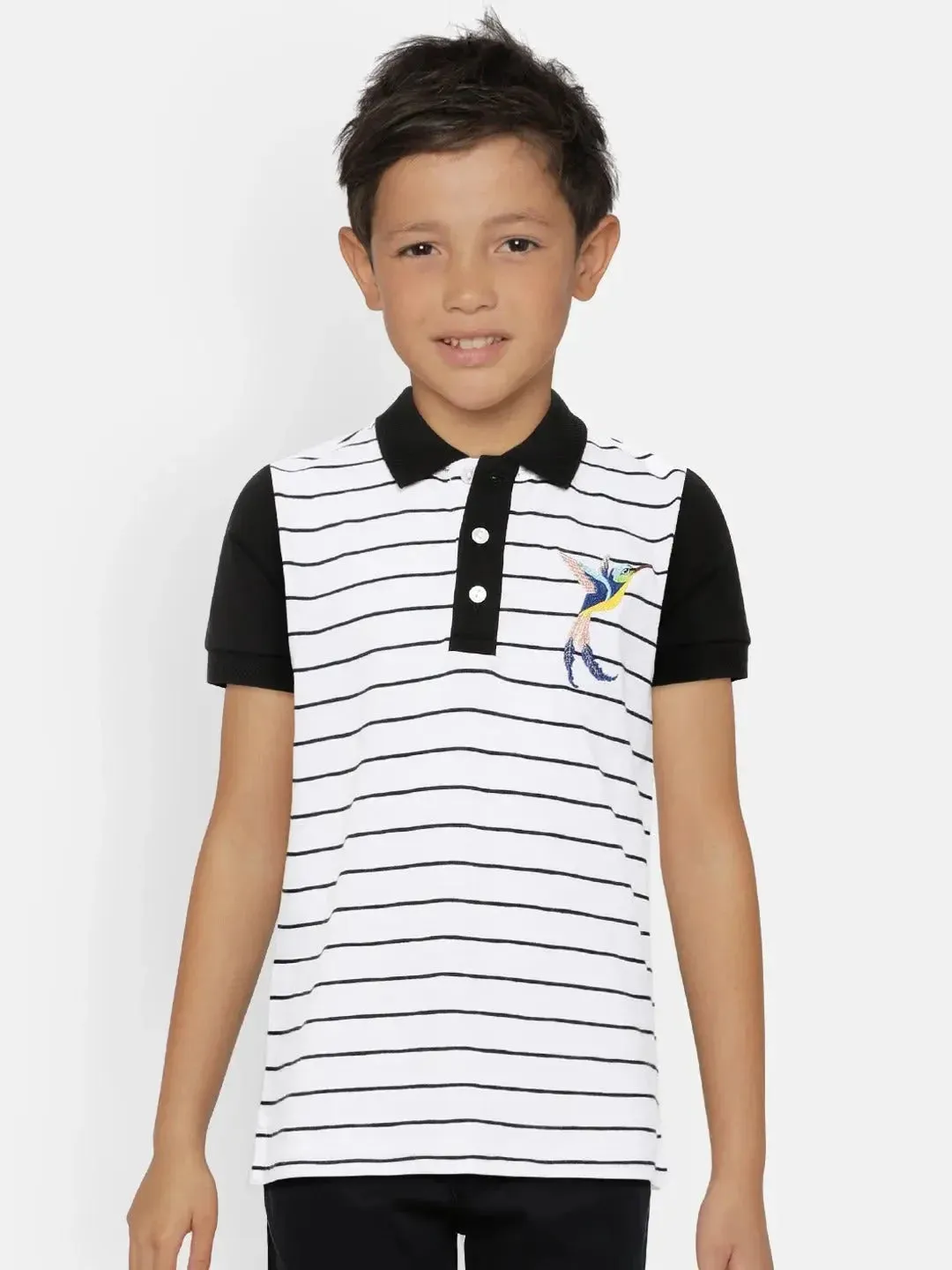 Black and White Organic Cotton Polo T-shirt