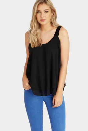 Black Crochet Strap Swing Vest