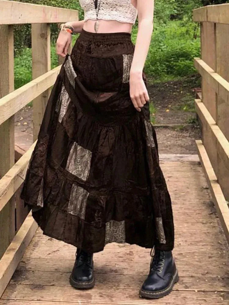 Boho Grunge Fairycore Retro Kawaii Skirt