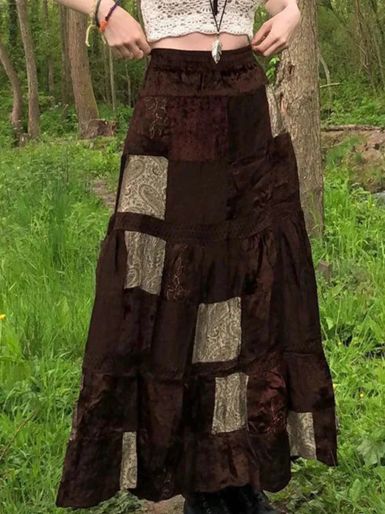 Boho Grunge Fairycore Retro Kawaii Skirt