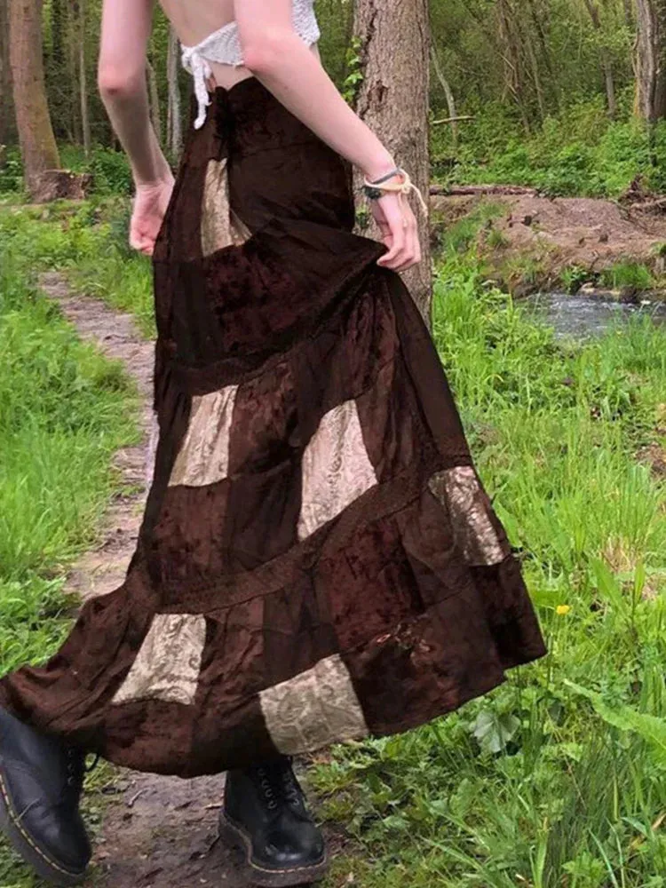Boho Grunge Fairycore Retro Kawaii Skirt