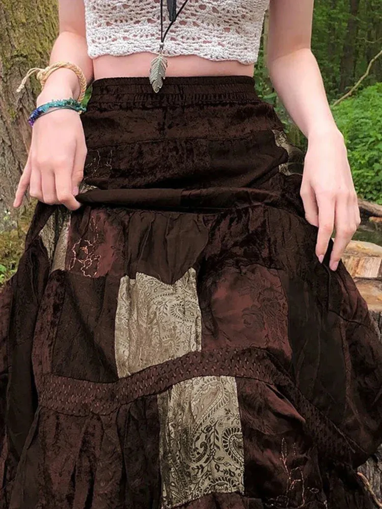 Boho Grunge Fairycore Retro Kawaii Skirt
