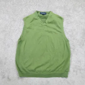 Brooks Brothers Mens Pullover Knitted Vest Sweater 100% Pima Cotton Green Size S