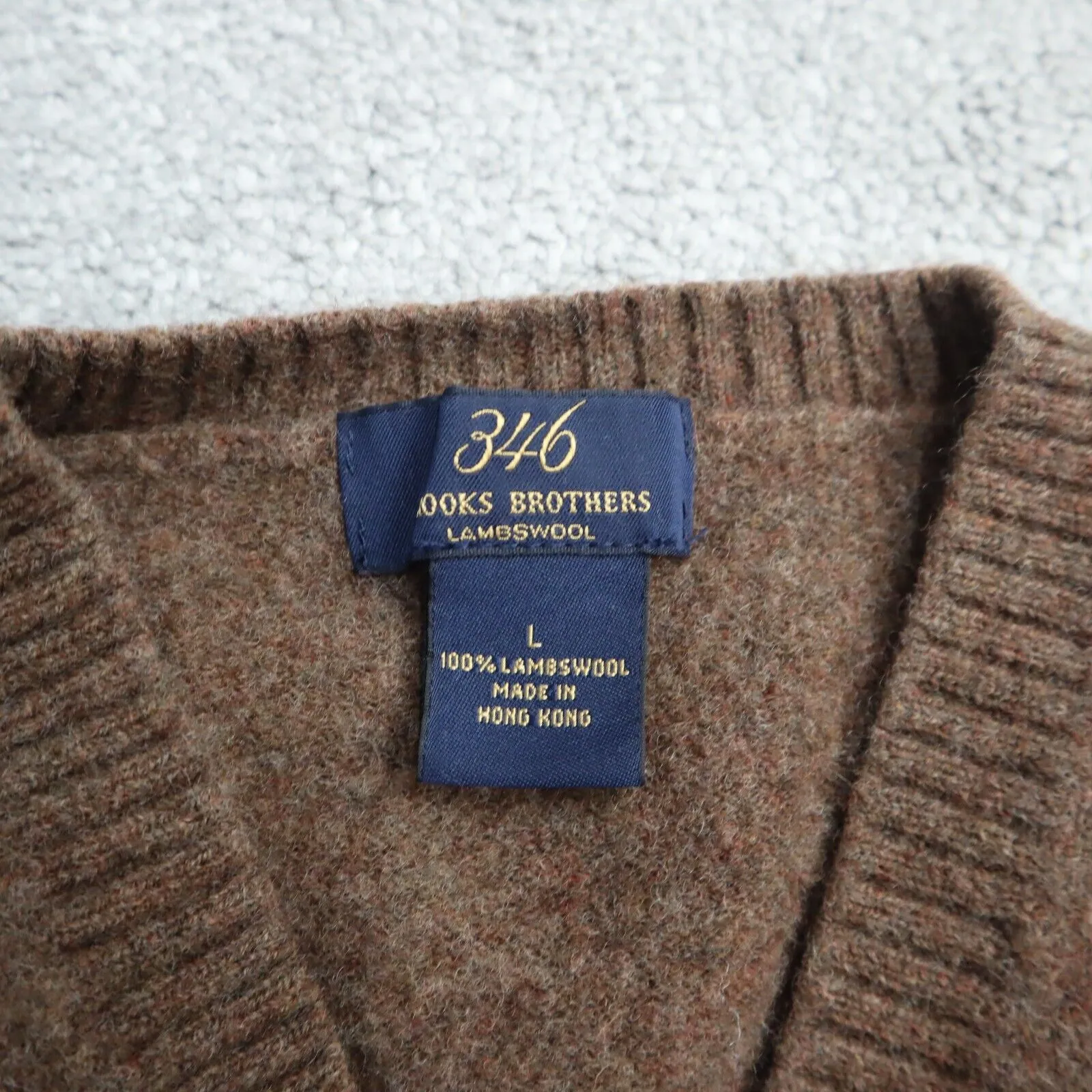 Brooks Brothers Womens Knitted Vest Sweater 100% Lambs wool V Neck Brown Size L