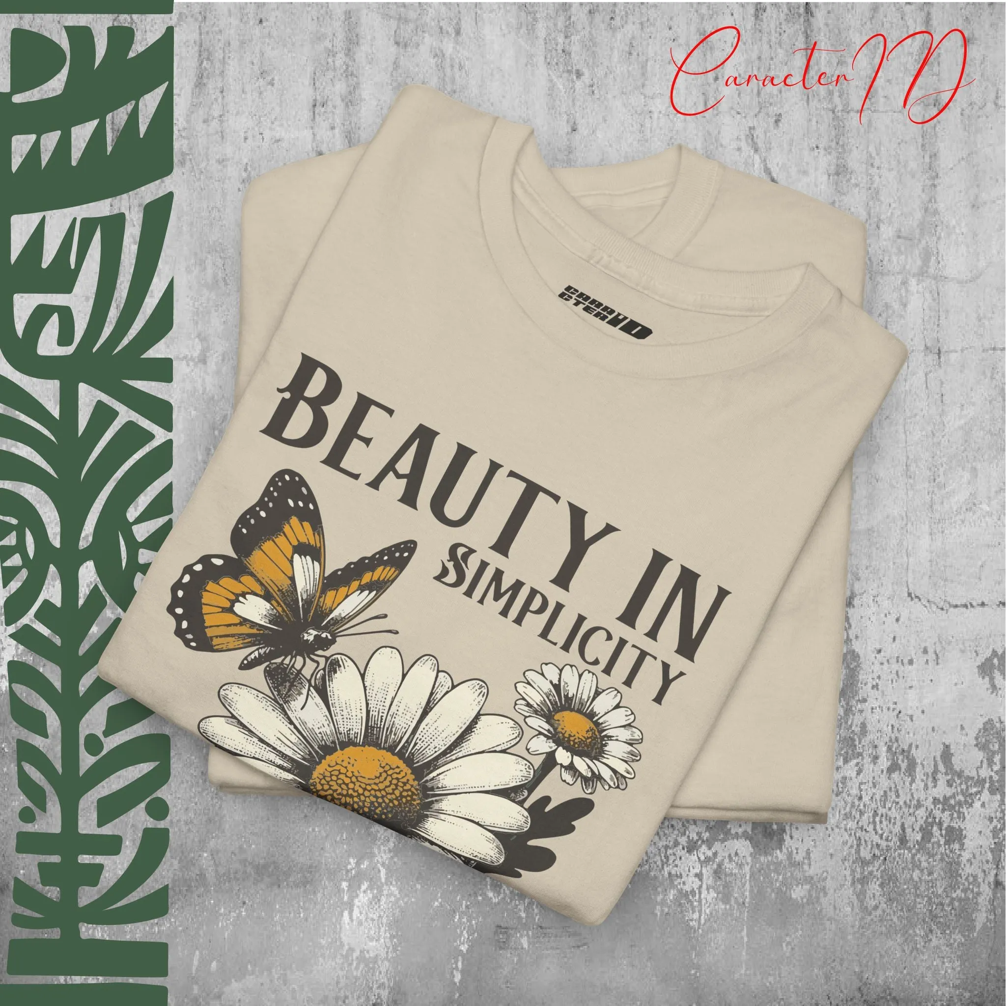 Butterfly & Daisy Floral Gift Tee - Heavy Cotton | CaracterID