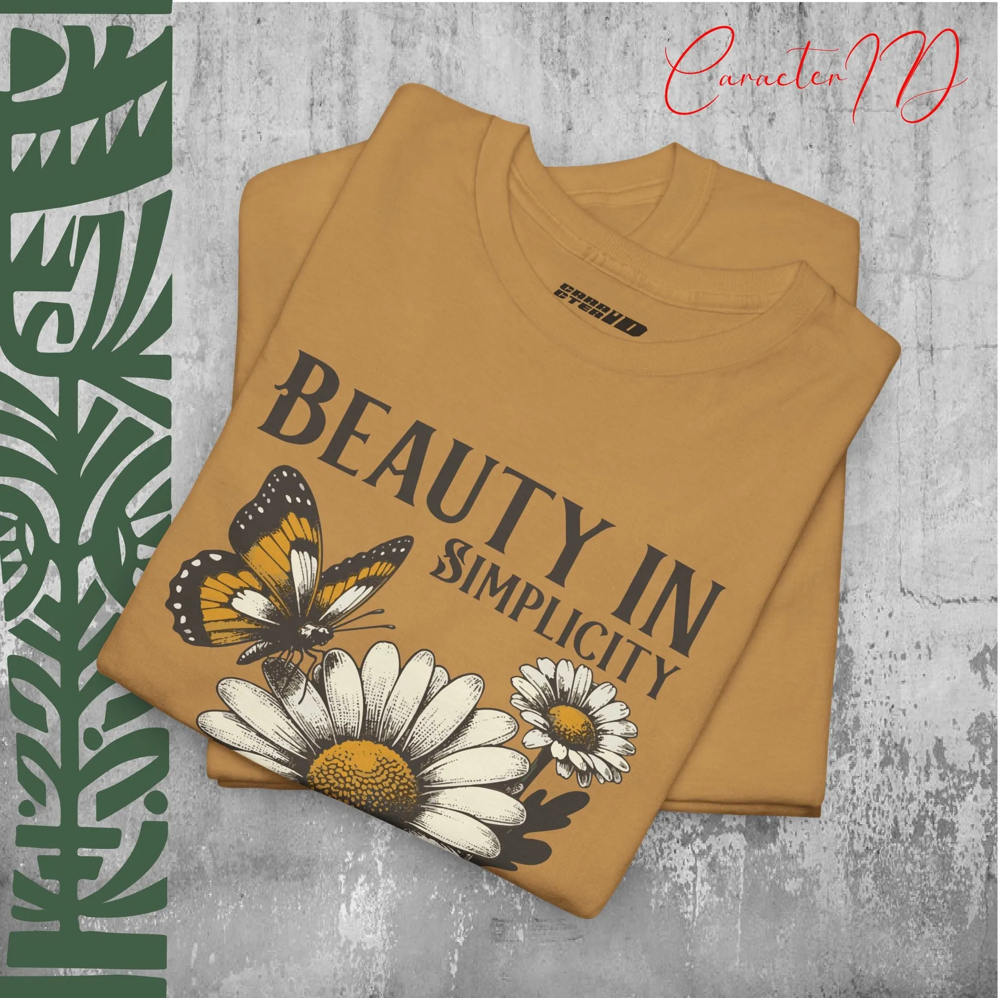 Butterfly & Daisy Floral Gift Tee - Heavy Cotton | CaracterID