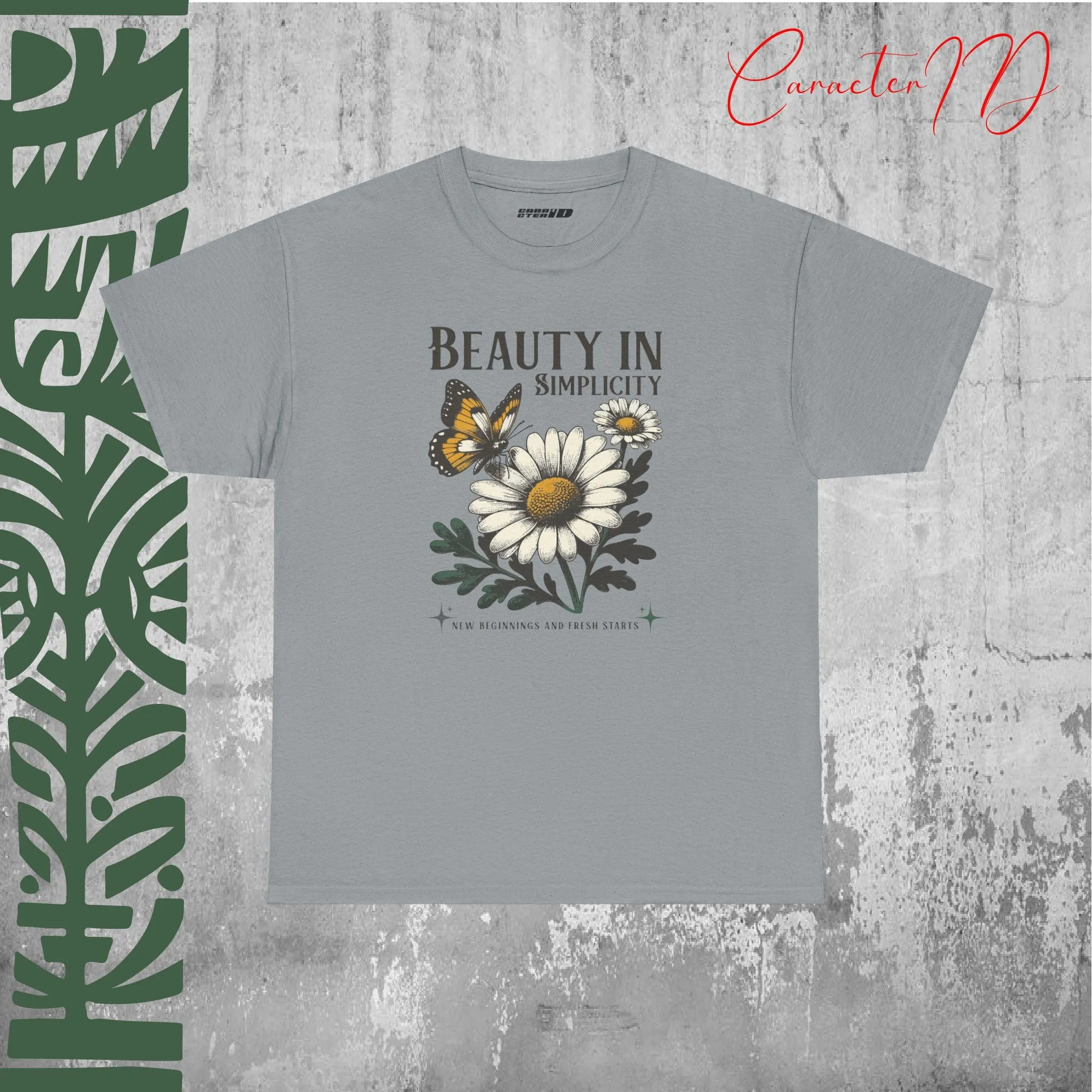 Butterfly & Daisy Floral Gift Tee - Heavy Cotton | CaracterID