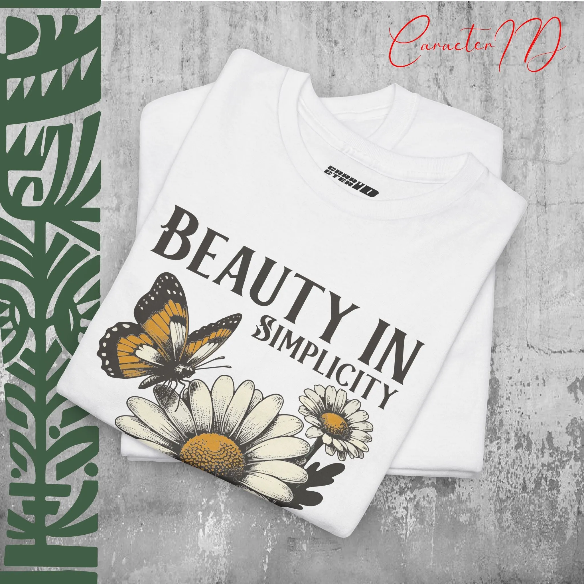 Butterfly & Daisy Floral Gift Tee - Heavy Cotton | CaracterID