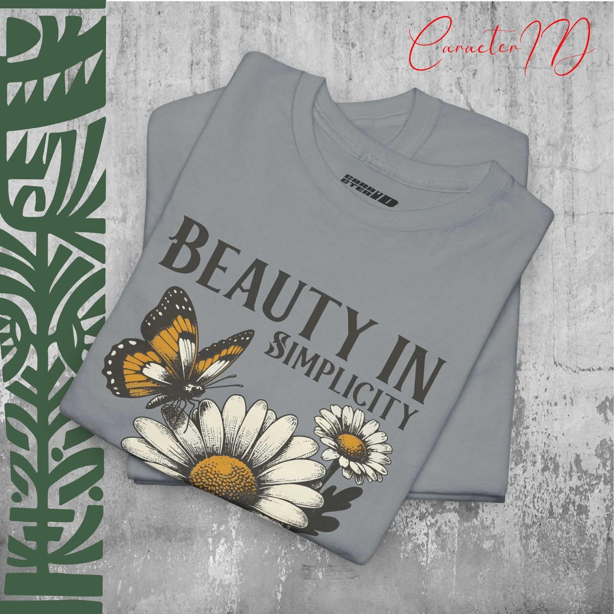 Butterfly & Daisy Floral Gift Tee - Heavy Cotton | CaracterID