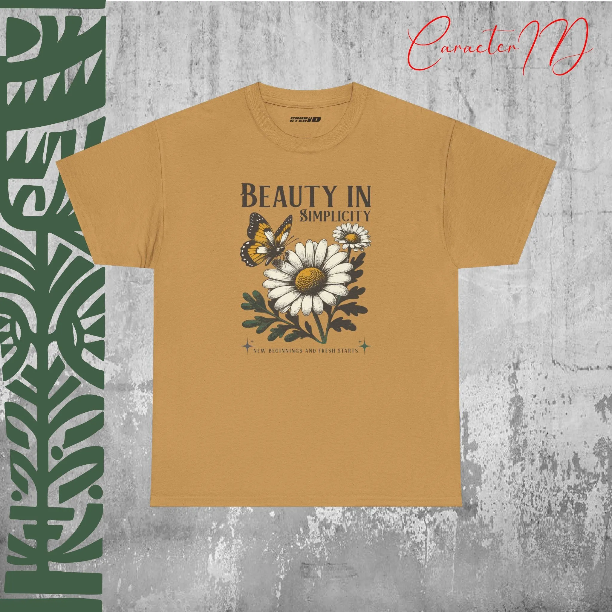 Butterfly & Daisy Floral Gift Tee - Heavy Cotton | CaracterID