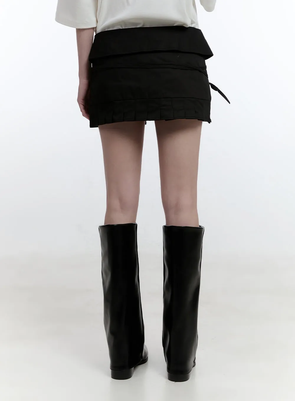 Buttoned Pleated Strap Mini Skirt CJ520