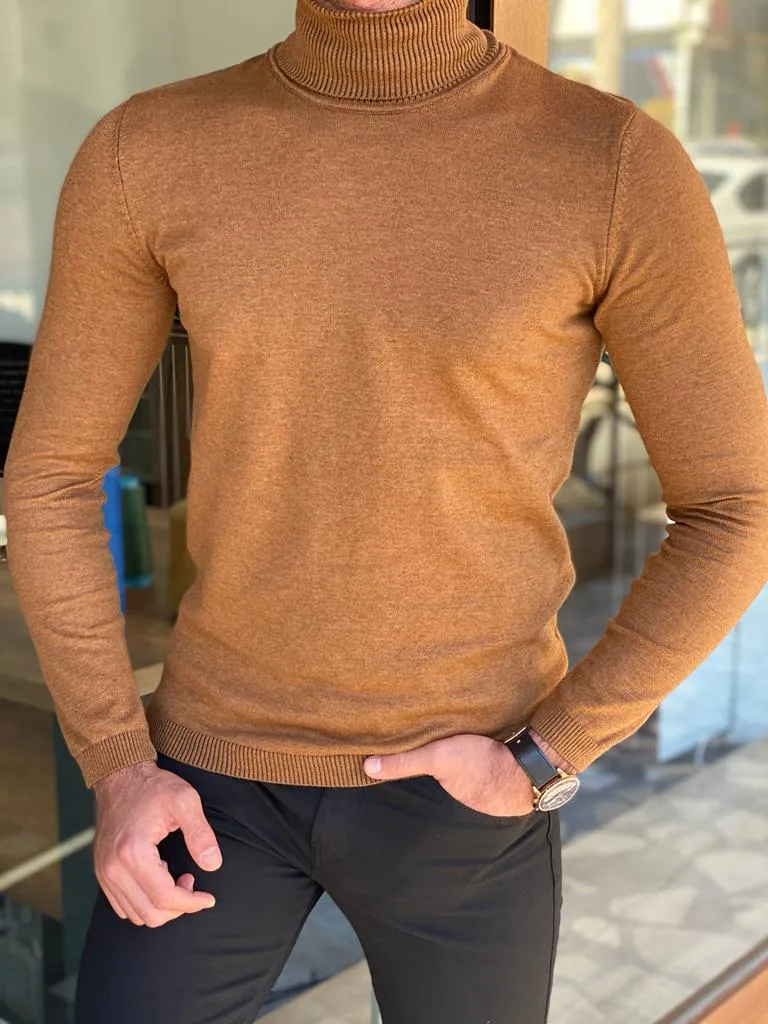 Camel Slim Fit Turtleneck Sweater for Men by GentWith.com