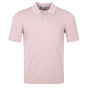 Canali 3 Button Knitted Polo in Pink