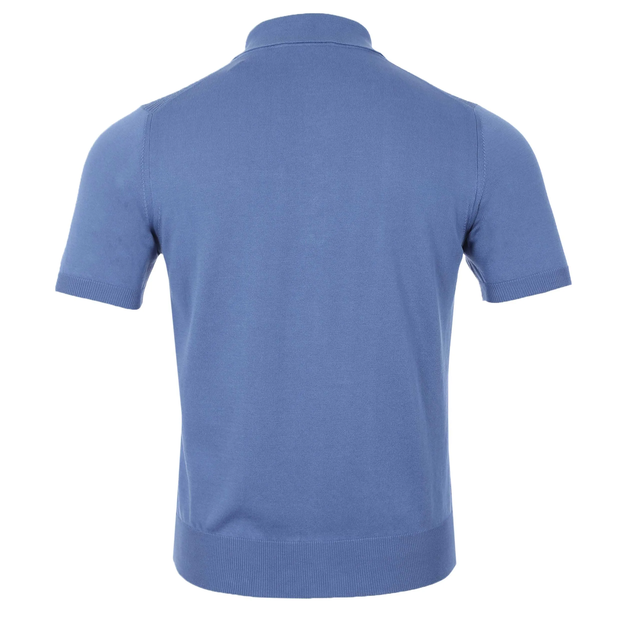 Canali Weave Front Knitted Polo in Light Blue