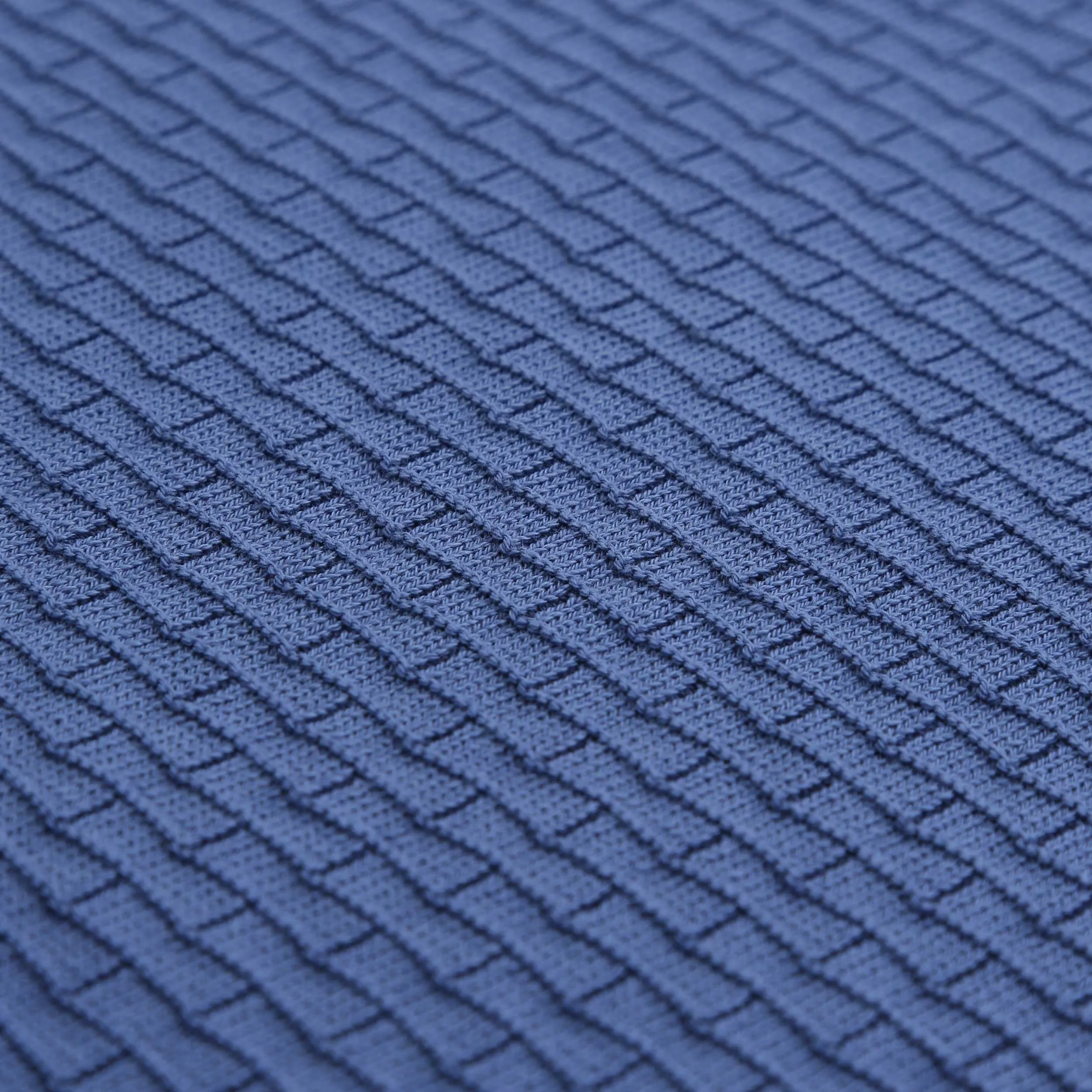 Canali Weave Front Knitted Polo in Light Blue