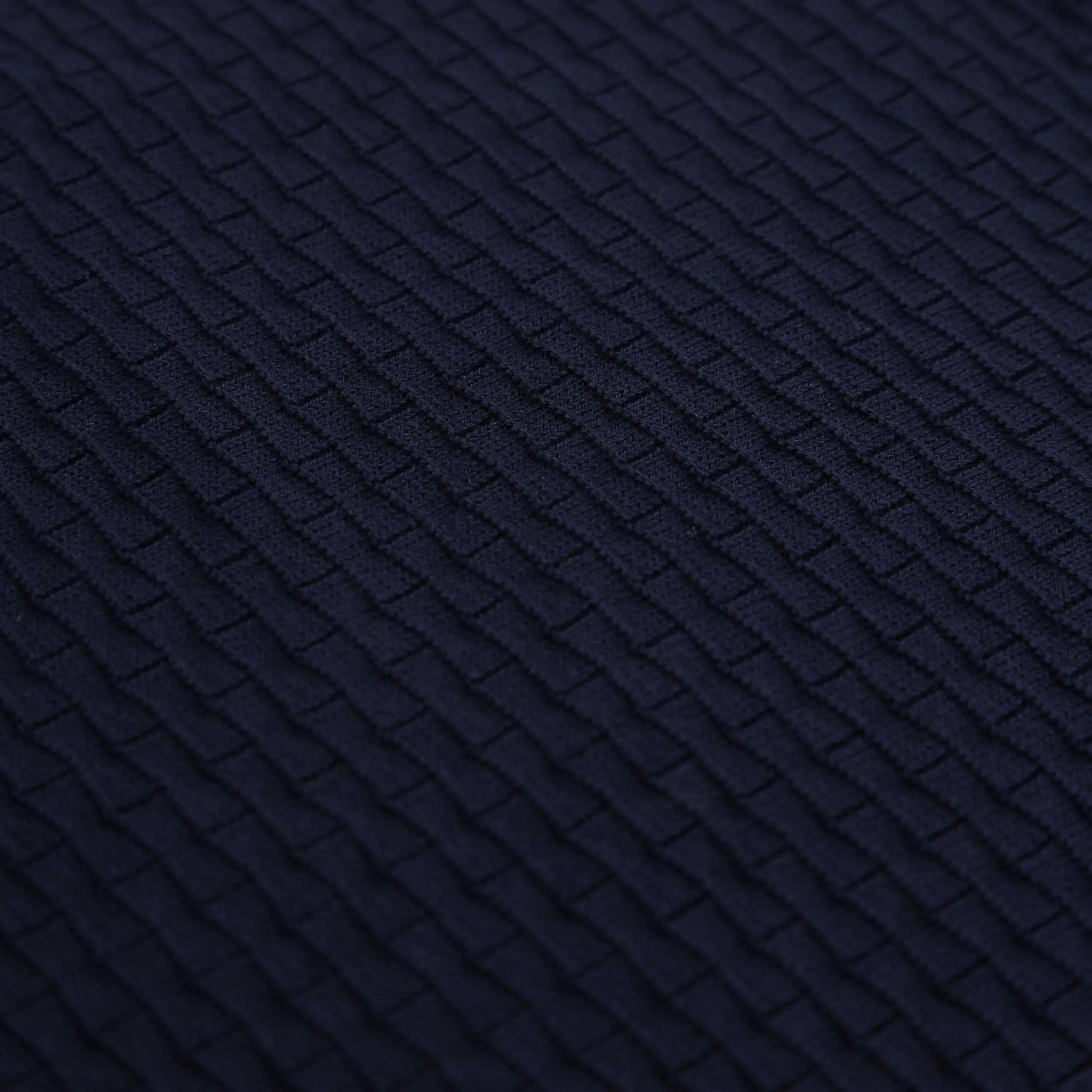 Canali Weave Front Knitted Polo in Navy