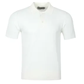 Canali Weave Front Knitted Polo in White