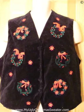 Cheap Wreath Christmas Velvety Vest