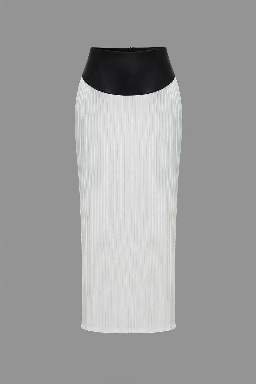 Color Block Pleated Zipper Skirt