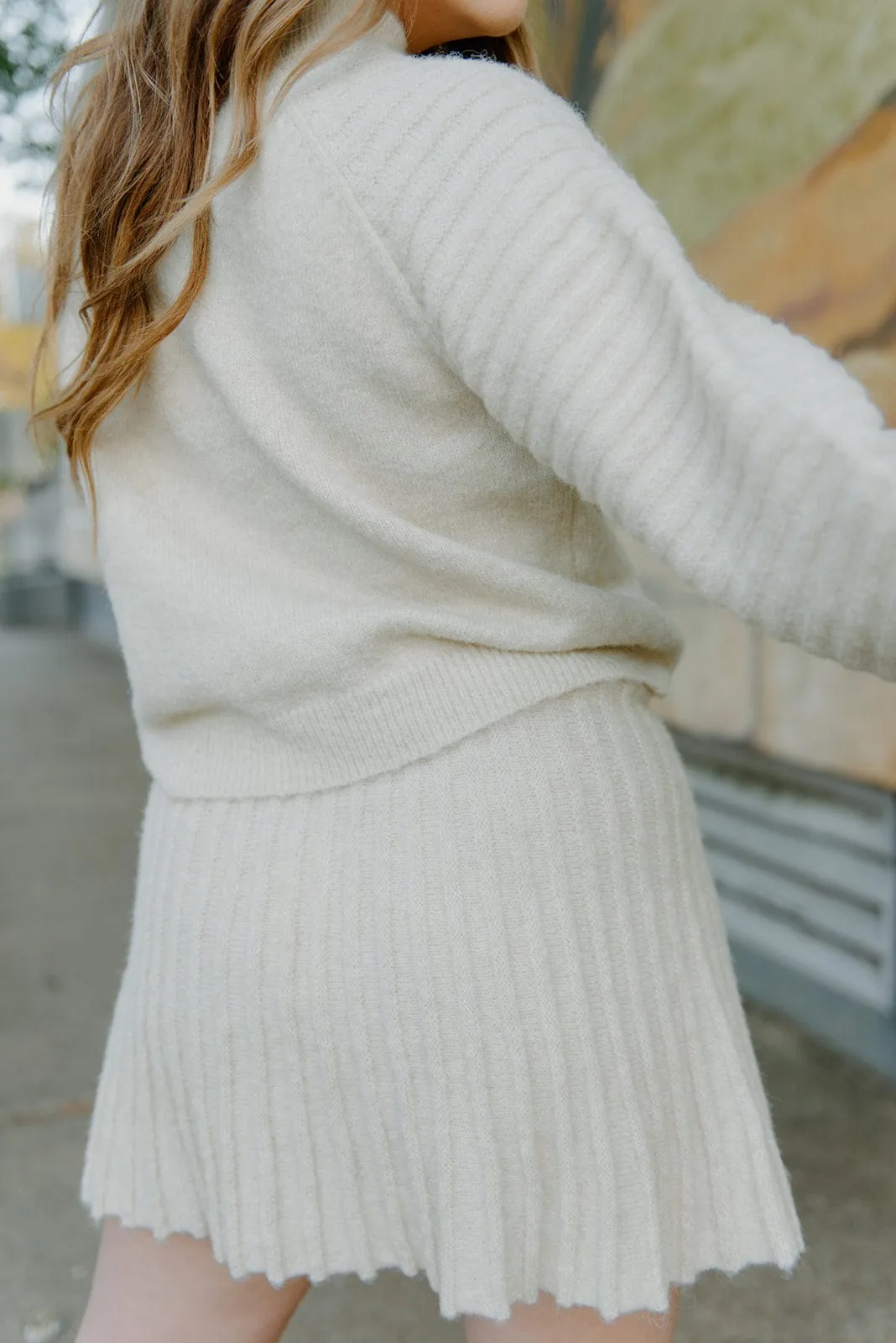 Cream Knit Gabrielle Set Skirt