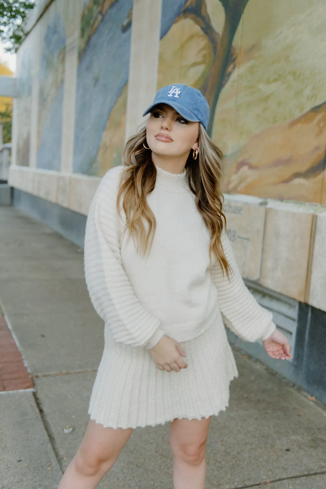 Cream Knit Gabrielle Set Skirt