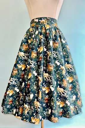 Dark Teal Woodland Animals Doris Skirt by Retrolicious