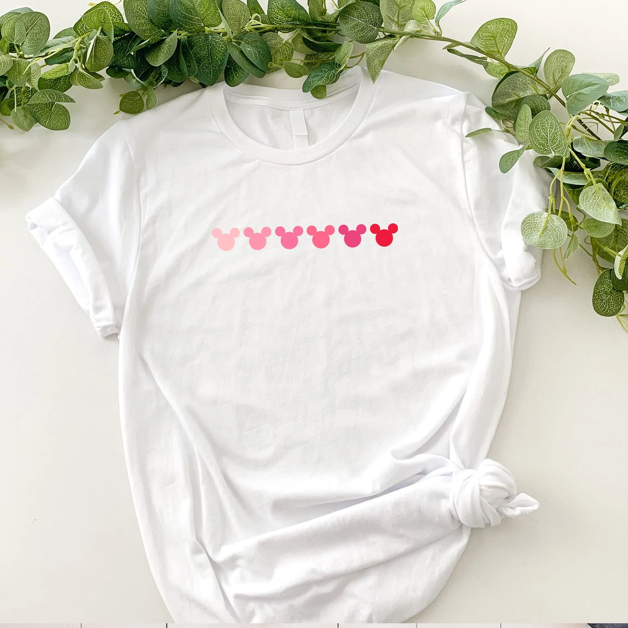 Disney Pink Mickey Ear Hearts Adult T-shirt