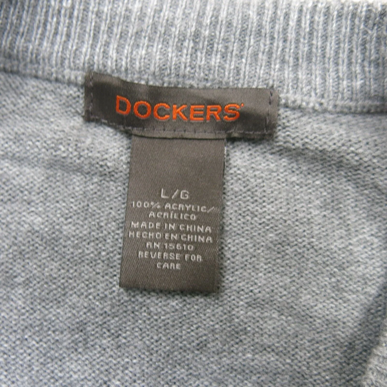 Dockers Mens Argyle Vest Sweater Knitted Crew Neck Sleeveless Gray Size Large