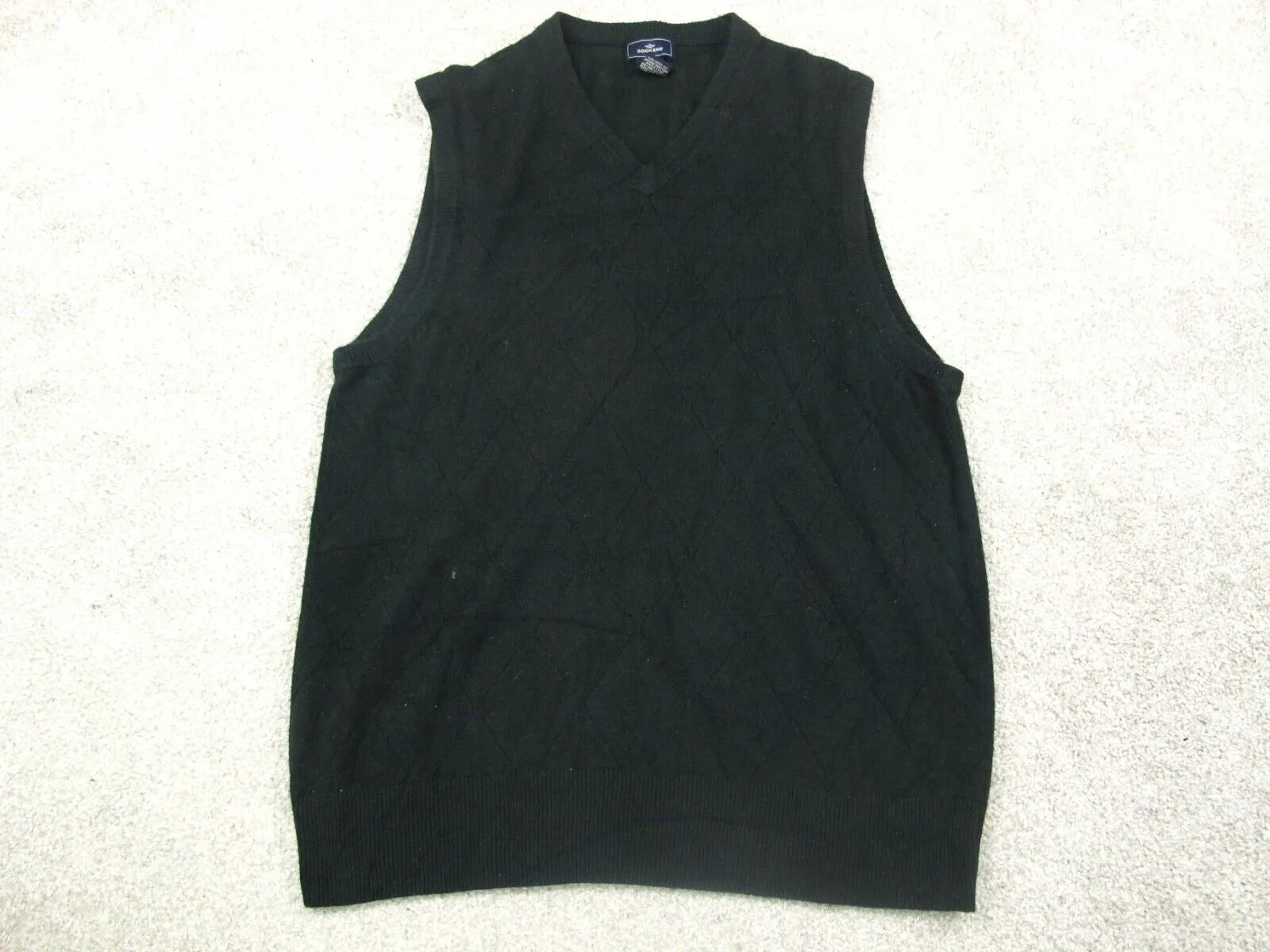 Dockers Womens Pullover Vest Knitted Sweater V Neck Solid Black Size Medium
